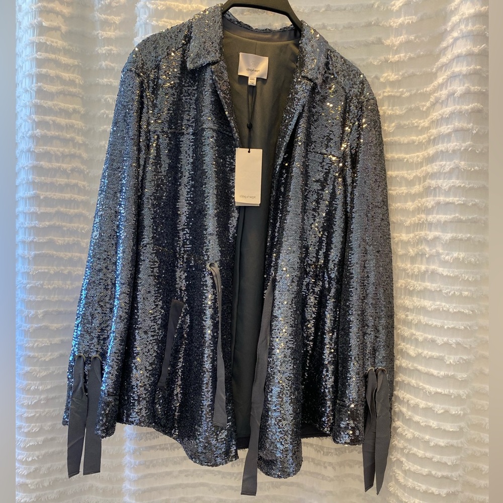 Cinq a Sept Sequin Mathi Gunmetal Blazer - Picture 3 of 17